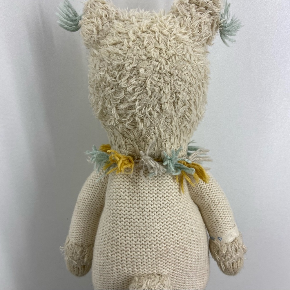Cream Knit Llama Plush Toy with Pastel Tassel Collar - Picture 5 of 7